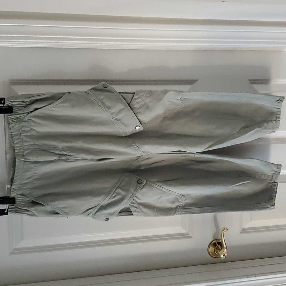 Pilcro Green Cropped Jumpsuit with Relaxed Fit